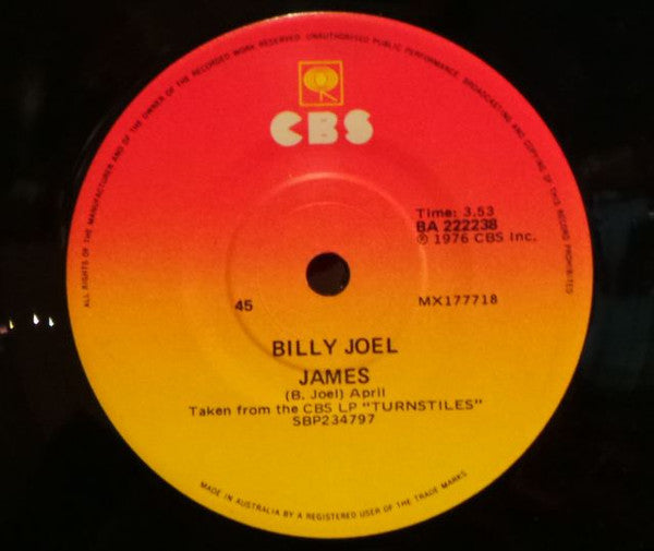 Billy Joel : James (7&quot;, Single)