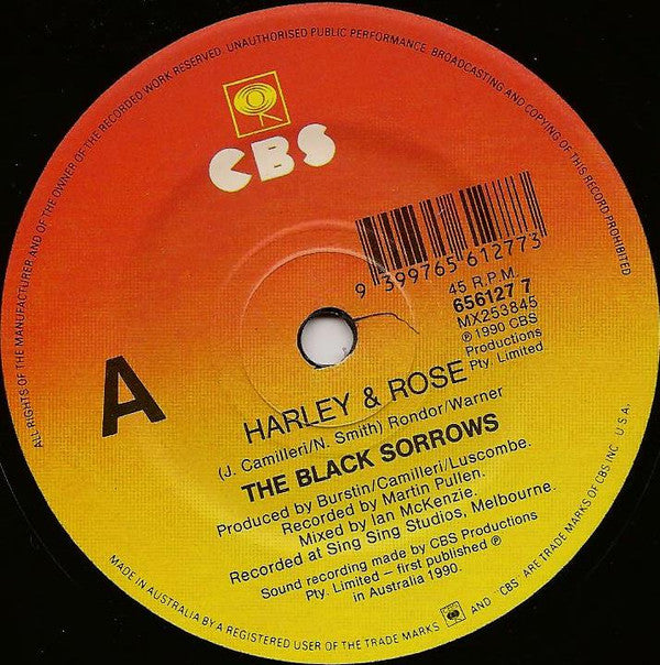 The Black Sorrows : Harley + Rose (7", Single)