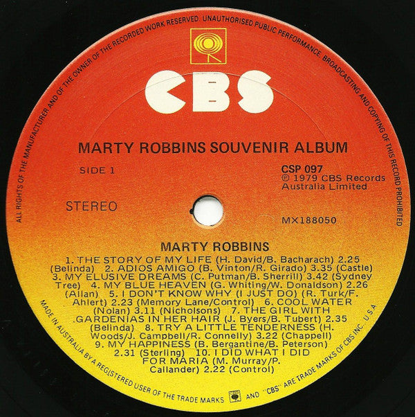 Marty Robbins : Marty Robbins' Souvenir Album (LP, Comp)