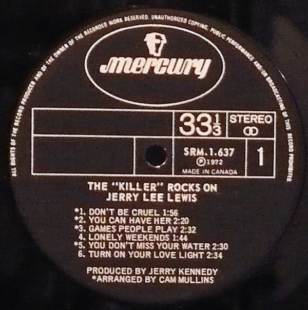 Jerry Lee Lewis : The "Killer" Rocks On (LP, Album)