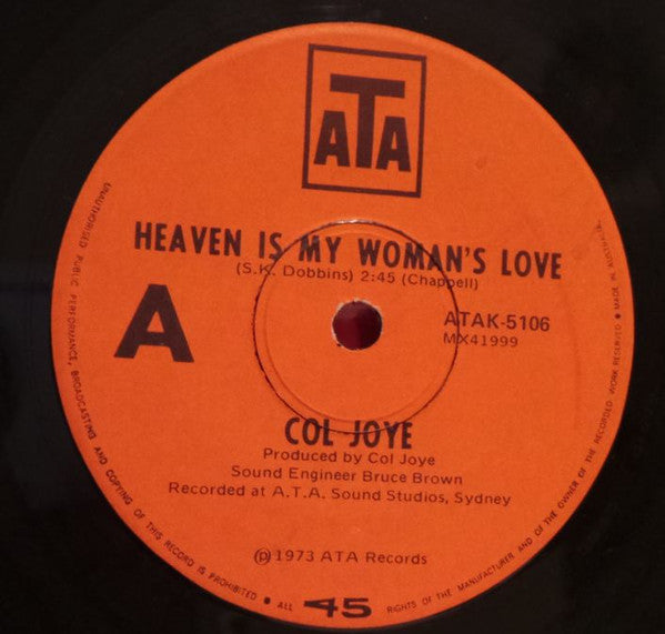 Col Joye : Heaven Is My Woman&#39;s Love (7&quot;, Single)