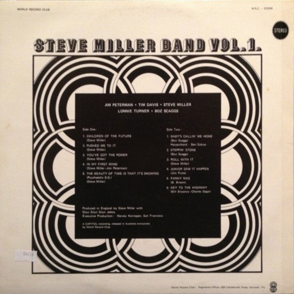 Steve Miller Band : Volume 1 (LP, Album, Club, RE)