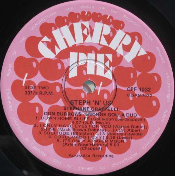 Stéphane Grappelli, Don Burrows•George Golla Duo : Steph 'N' Us (LP, Album)