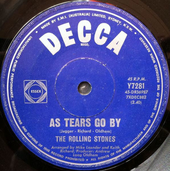 The Rolling Stones : As Tears Go By (7&quot;, Single)