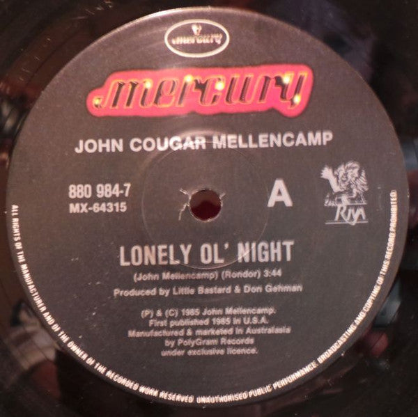 John Cougar Mellencamp : Lonely Ol' Night (7", Single)