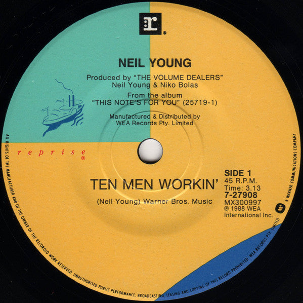 Neil Young & The Bluenotes (5) : Ten Men Workin' (7", Single)