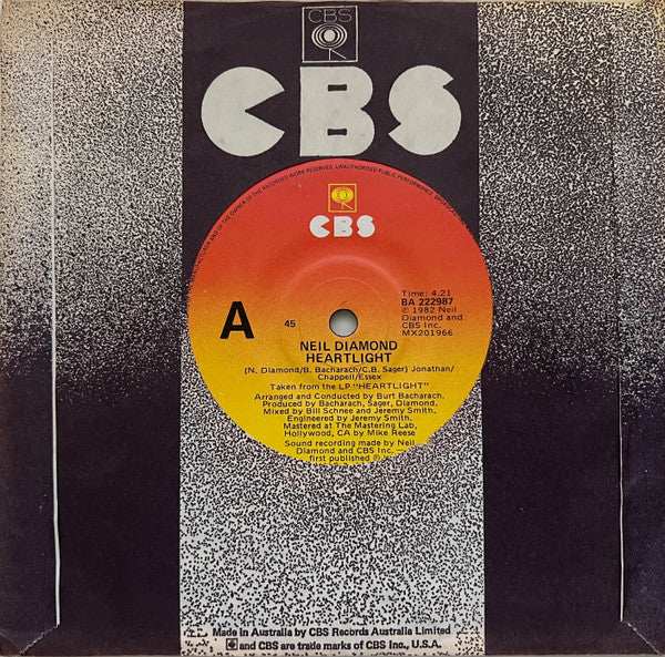 Neil Diamond : Heartlight (7", Single)