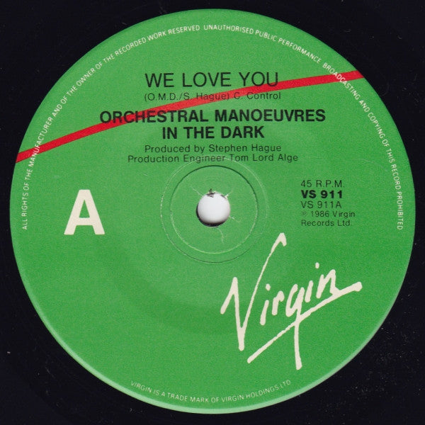 Orchestral Manoeuvres In The Dark : We Love You (7", Single, Ltd)
