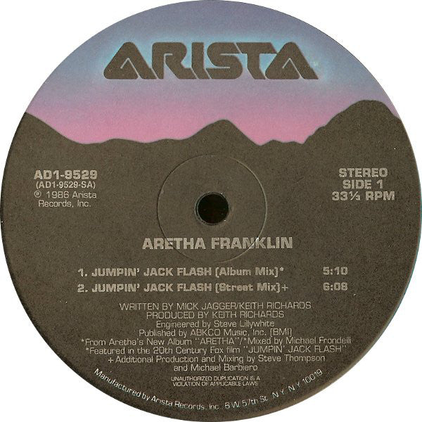 Aretha Franklin : Jumpin' Jack Flash (12", Maxi)