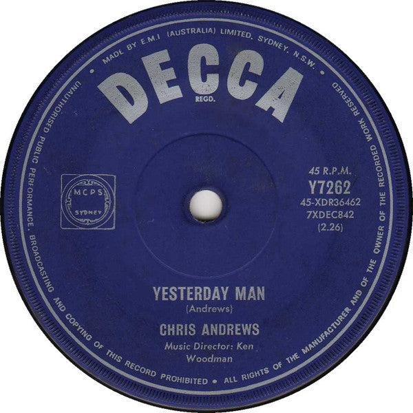 Chris Andrews (3) : Yesterday Man (7&quot;, Single)