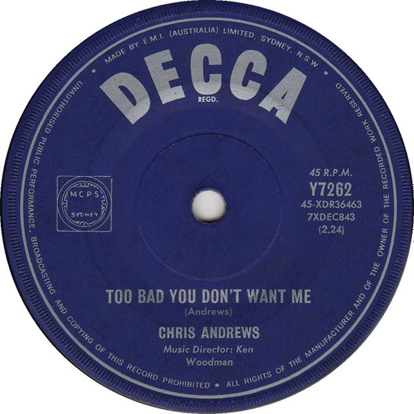 Chris Andrews (3) : Yesterday Man (7", Single)