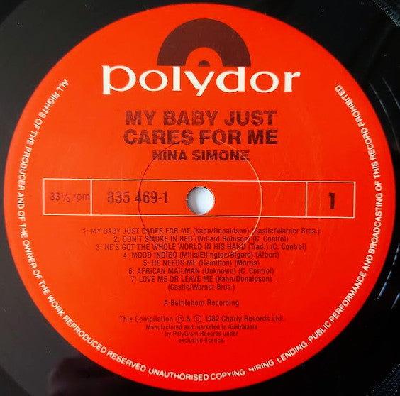 Nina Simone : My Baby Just Cares For Me (LP, Comp, RE)