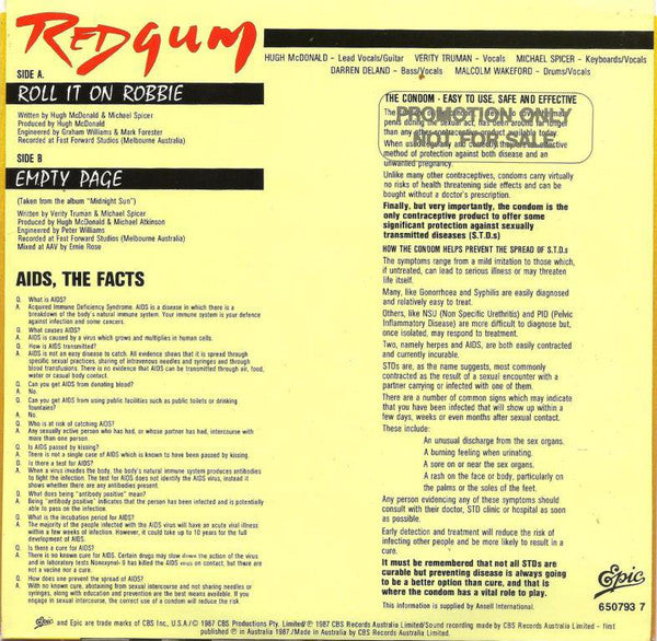 Redgum : Roll It On Robbie (7", Single)