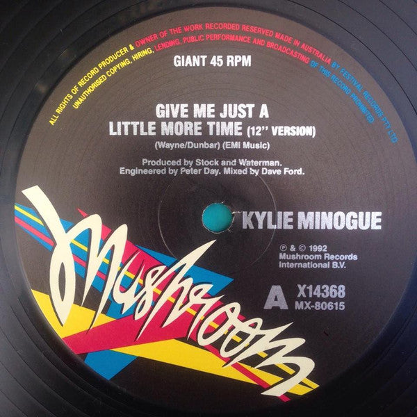 Kylie Minogue : Give Me Just A Little More Time (12", Single)