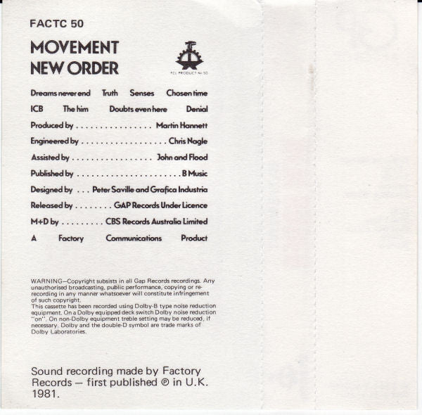 New Order : Movement (Cass, Album, RE)