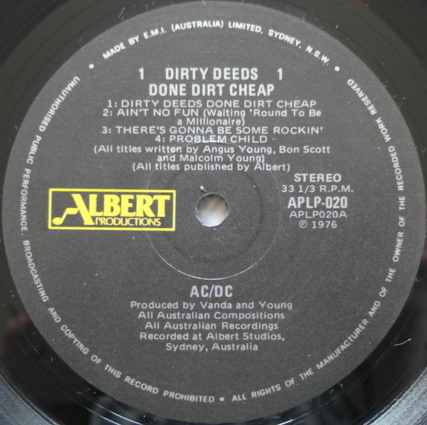 AC/DC : Dirty Deeds Done Dirt Cheap (LP, Album, RE, RP)