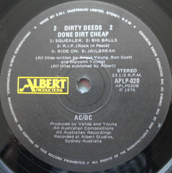 AC/DC : Dirty Deeds Done Dirt Cheap (LP, Album, RE, RP)