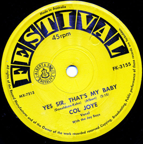 Col Joye And The Joy Boys : Yes Sir, That's My Baby (7", Single)