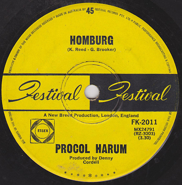 Procol Harum : Homburg (7", Single)
