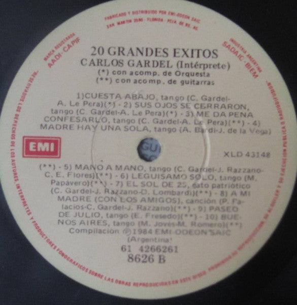Carlos Gardel : 20 Grandes Exitos (LP, Comp)