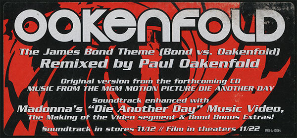 Paul Oakenfold : James Bond Theme (Bond vs. Oakenfold) (12", Promo)
