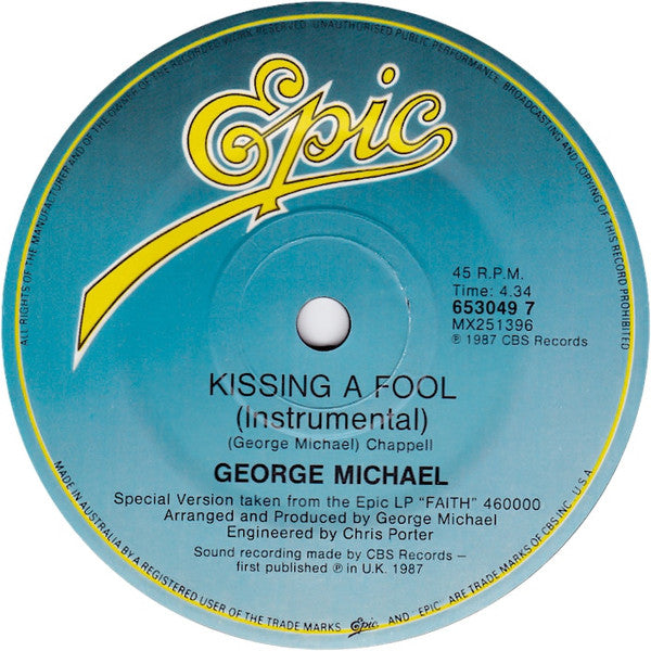 George Michael : Kissing A Fool (7", Single)