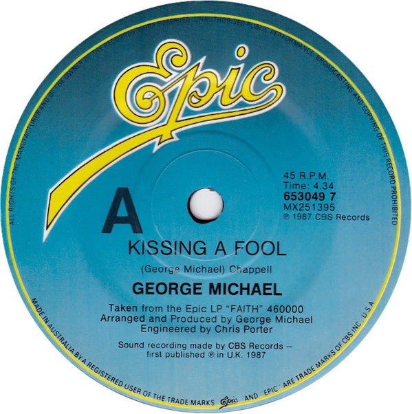 George Michael : Kissing A Fool (7", Single)