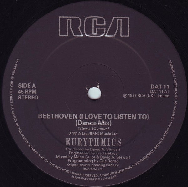 Eurythmics : Beethoven (12", Single)