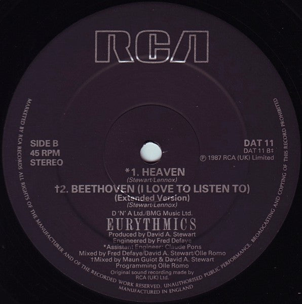 Eurythmics : Beethoven (12", Single)