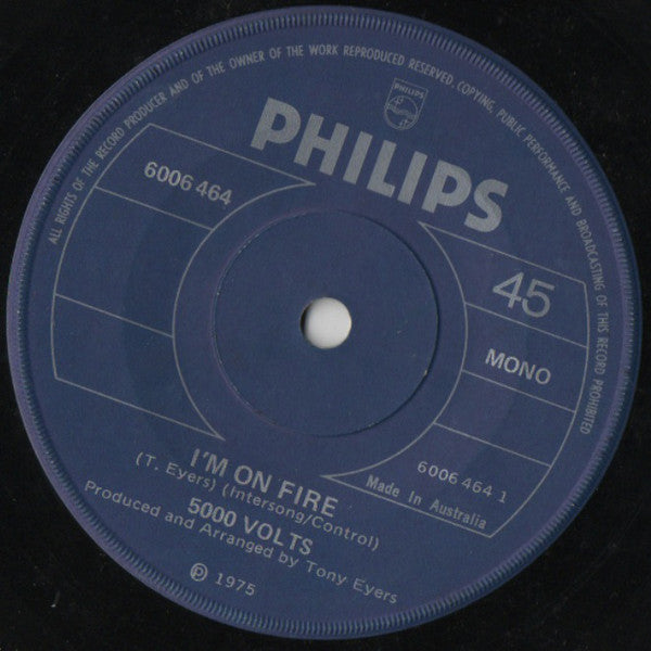 5000 Volts : I'm On Fire (7", Single, Mono)