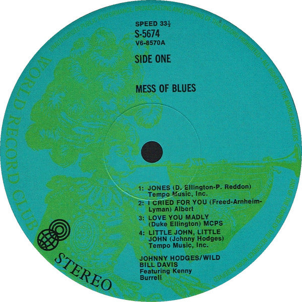 Johnny Hodges - Wild Bill Davis : Mess Of Blues (LP, Album, Club)