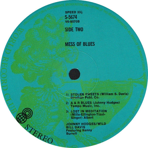 Johnny Hodges - Wild Bill Davis : Mess Of Blues (LP, Album, Club)