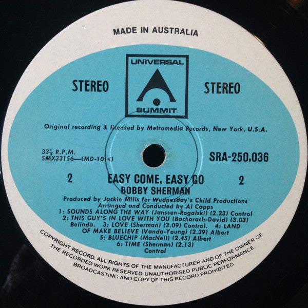 Bobby Sherman : Easy Come, Easy Go (LP, Comp)