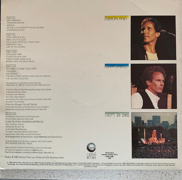Simon & Garfunkel : The Concert In Central Park (2xLP, Album, Gat)