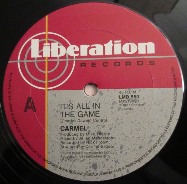 Carmel (2) : It's All In The Game (12", Single)