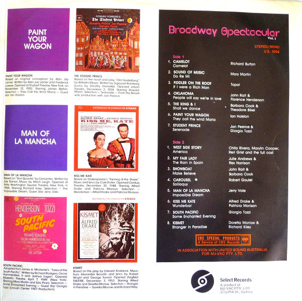 Various : Broadway Spectacular Vol. 1 (LP, Comp, Mono)