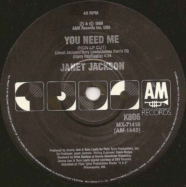 Janet Jackson : Miss You Much (7", Single, Ltd)