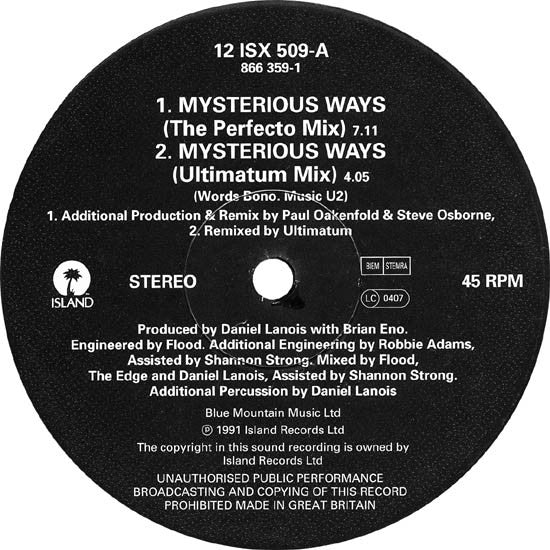 U2 : Mysterious Ways (12", Single)