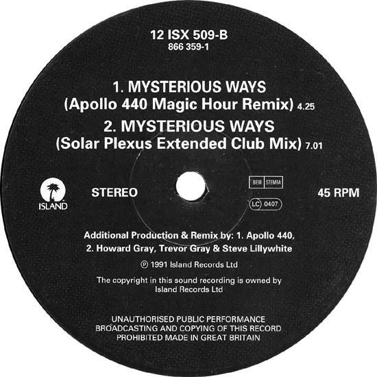 U2 : Mysterious Ways (12", Single)