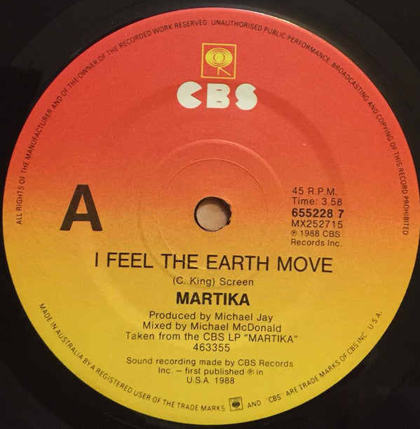 Martika : I Feel The Earth Move (7", Single)