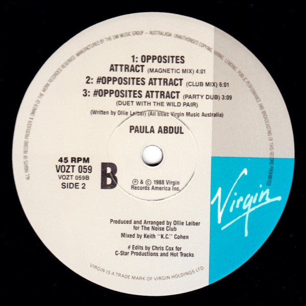 Paula Abdul : Opposites Attract (12", Single)
