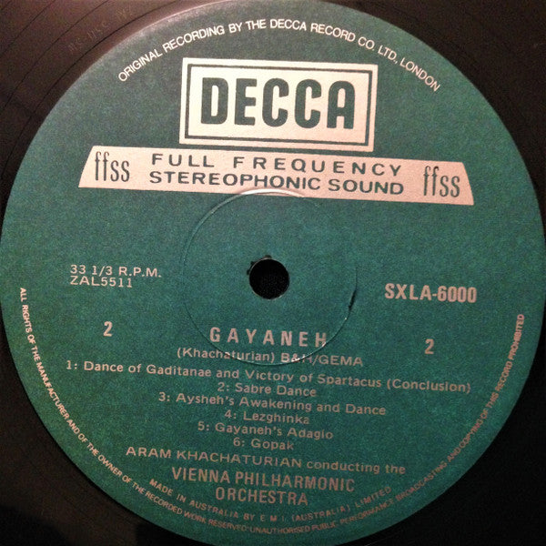 Khachaturian* Conducting The Vienna Philharmonic Orchestra* : Spartacus / Gayaneh (LP, RE)