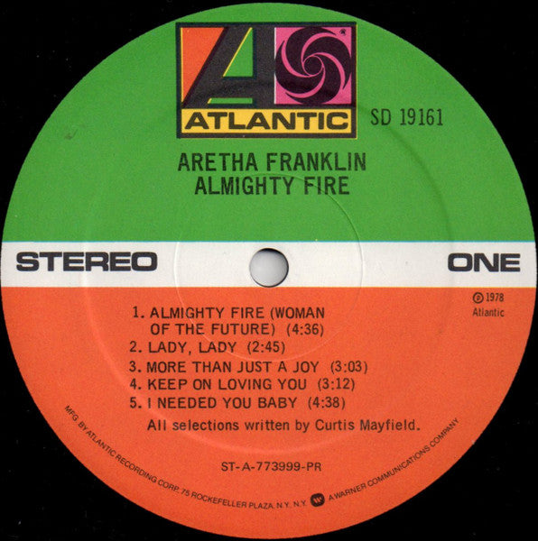 Aretha Franklin : Almighty Fire (LP, Album, Pre)