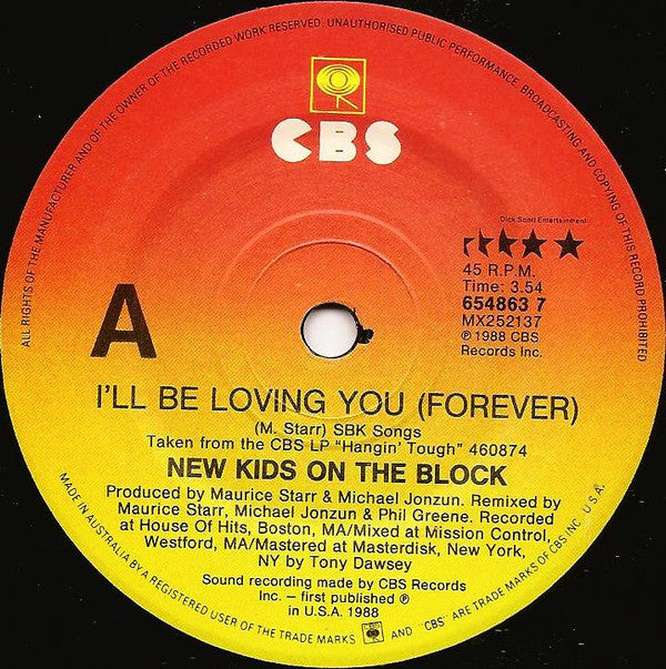 New Kids On The Block : I'll Be Loving You (Forever) (7", Single, Pos)