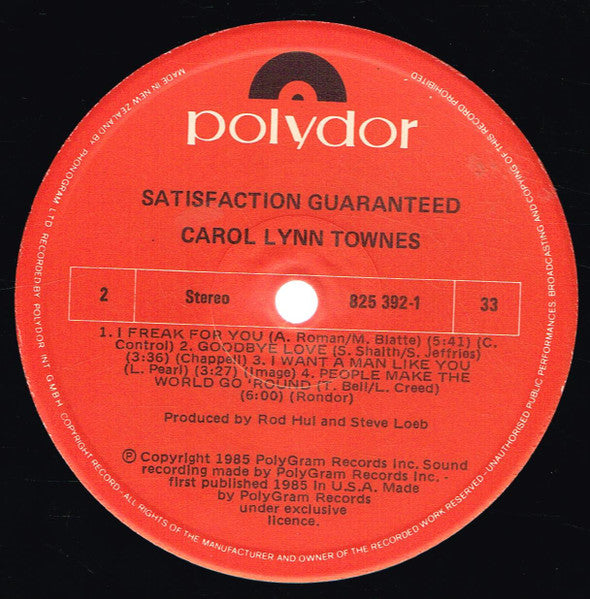 Carol Lynn Townes : Satisfaction Guaranteed (LP, Album)