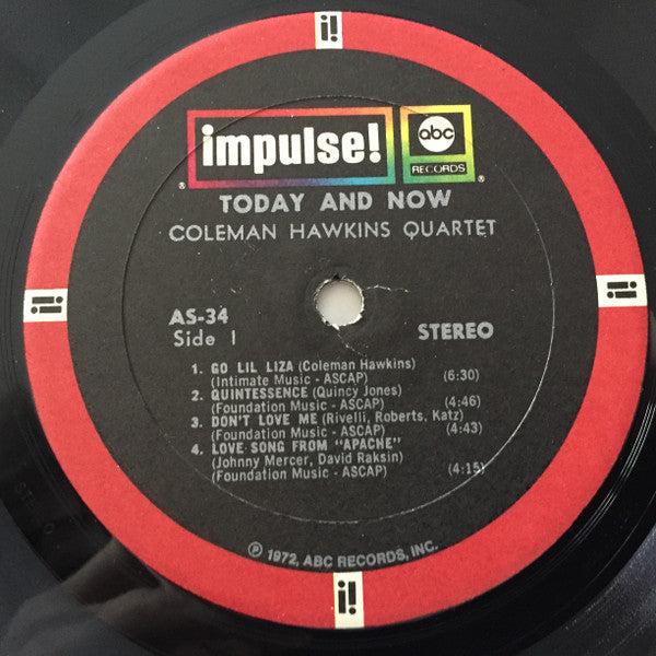 Coleman Hawkins Quartet : Today And Now (LP, Album, RE, Gat)