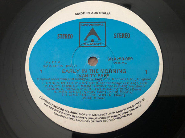 Vanity Fare : Early In The Morning (LP, Album)