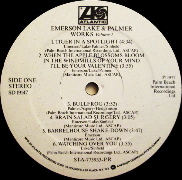 Emerson Lake & Palmer* : Works (Volume 2) (LP, Album, PR )