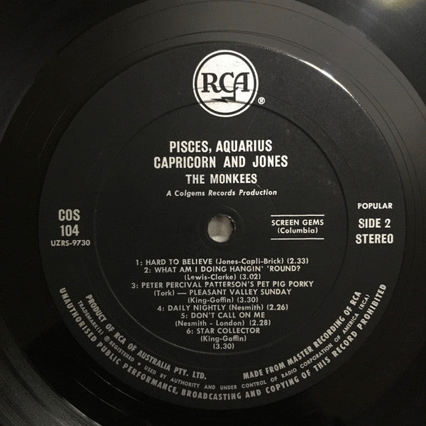 The Monkees : Pisces, Aquarius, Capricorn & Jones Ltd. (LP, Album)