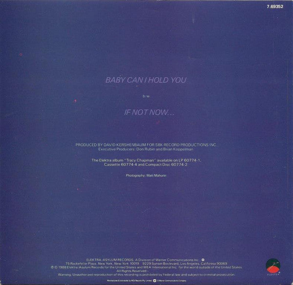 Tracy Chapman : Baby Can I Hold You (7")